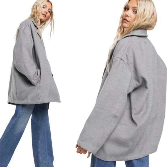 Free People Gray Double-Breasted Coat - Picture 2 of 15